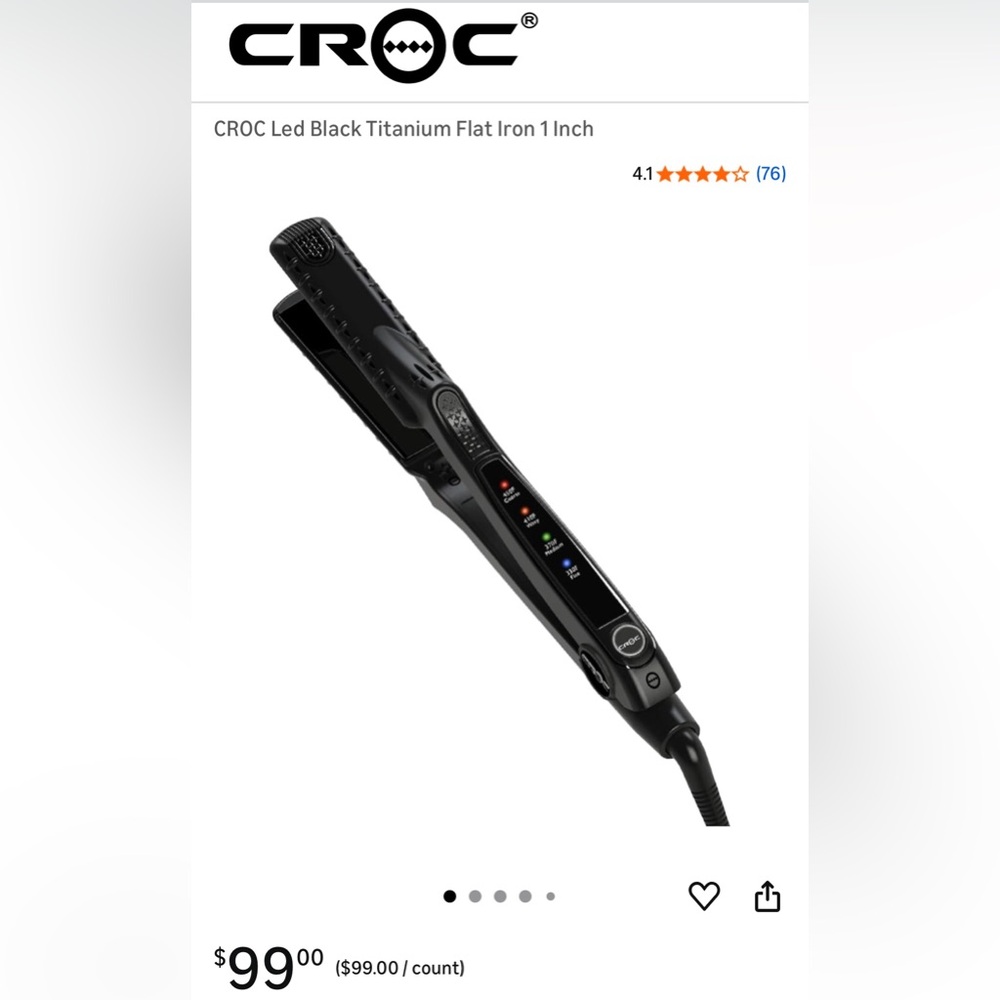 Croc LED  Black Titanium Flat Iron 1 Inch